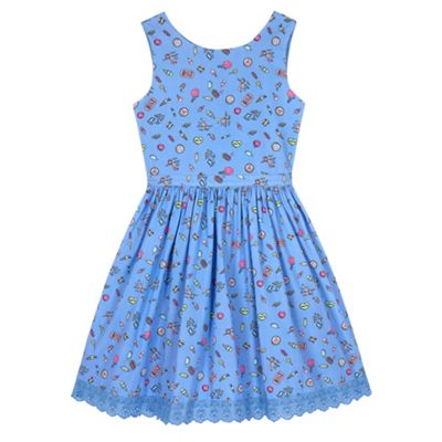Yumi Girl Blue Seaside Pier Print Day Dress